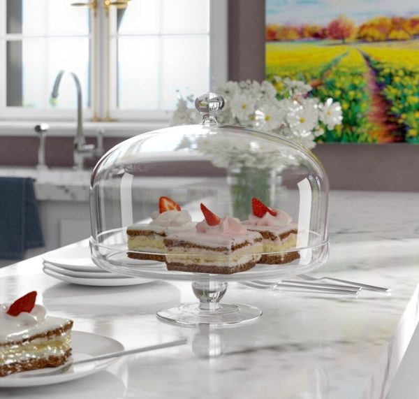 Storage Glass Tray Cake Stand Hotel Decoration Dessert Dome Chip